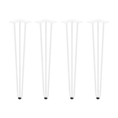Lot 4 pieds Hairpin 3 fils par table haut. 710mm Acier blanc