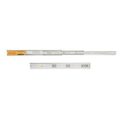 Jeu coulisses billes tiroirs sortie totale fermeture amortie haut. 45mm long. 450mm Acier Zingué