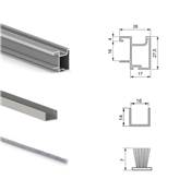 Kit quincaillerie armoire 2 portes couli. f. souple Placard 74 poignée Sharp ép. 16mm mat