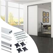 Kit ferrures Placard 81 2 coulissants fermeture souple profilé Wave ép. 16mm Anodisé mat