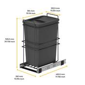 Poubelle recyclage Recycle cuisine 35 L fixation bas extraction manuelle Anthracite