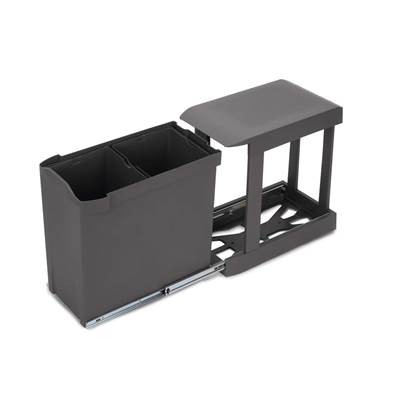 Poubelles recyclage la cuisine 2 x 14L fixation inf. extraction auto. Acier plastique Anthracite