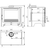 Poêle à bois de face avec pieds 12kw fonte bûches 65cm sortie 150mm