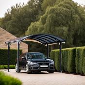 Carport Aluminium toit demi rond coloris gris anthracite surface ext. 14,62 m2