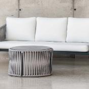 Salon jardin corde 4 à 5 places sofa 3 places 2 fauteuils anthracite grise blanc