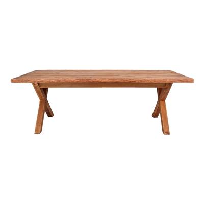 Table bois de pin recyclé massif style vintage pieds bois croix 220cm