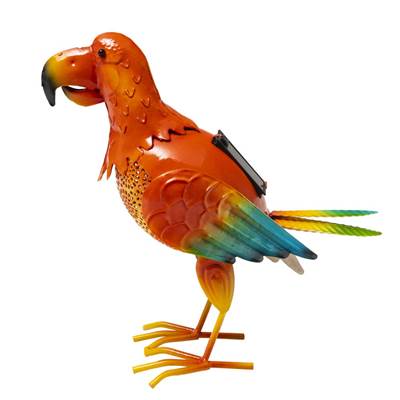 Perroquet orange solaire décoration jardin 1 led couleur hauteur 25cm