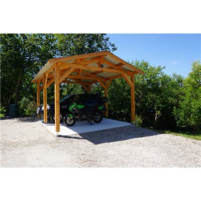 Abri Deux Pentes, Bois DOUGLAS Français, Carport, Auvent, Abri voiture