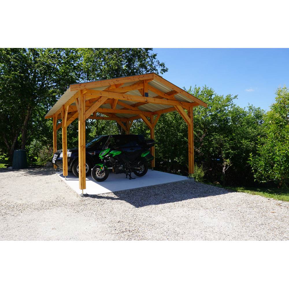 Abri une pente adossé, 450cmx750cm, bois douglas français, carport