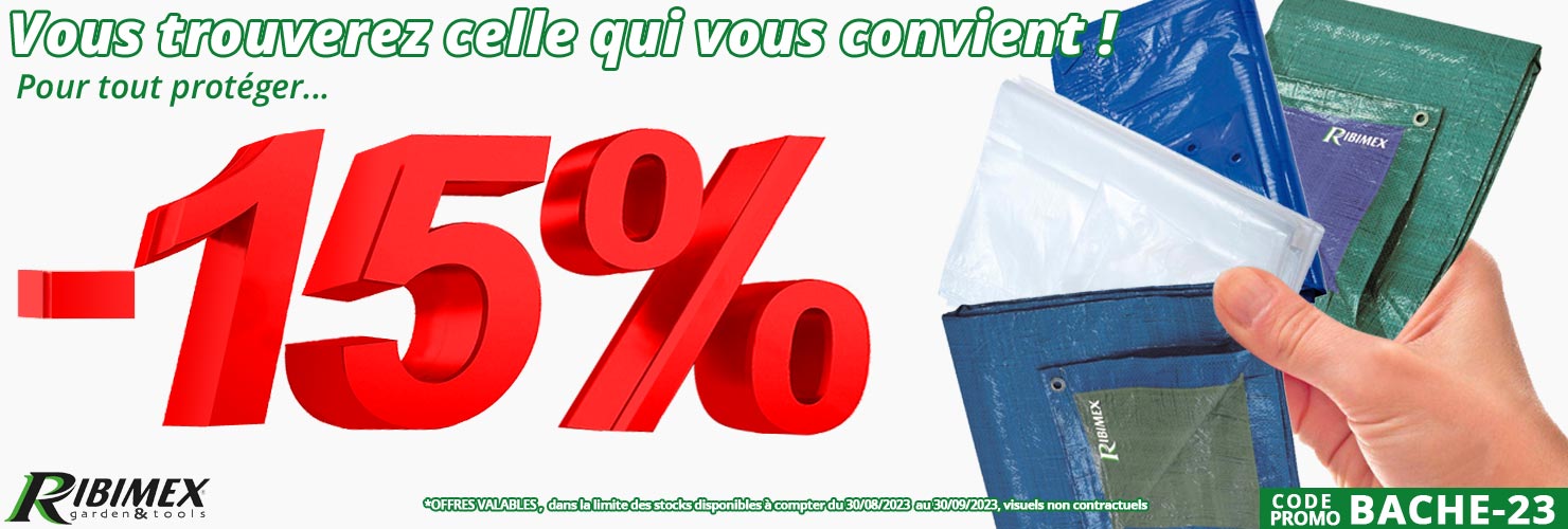 Chez Bricommerce.com, -15% sur nos bâches de protection, soleil, vent, pluie pour tout protéger à petit prix !