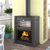 Poêle à bois en acier avec four 11.5 Kw grand Four en acier inox 1005x1155x550 mm HL-200-F