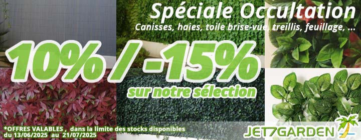 10 et 15% de remise sur le matériel d'occultation, brises vues, canisses, feuillage artificiels en haies, treillis, ou plaques... chez Bricommerce