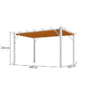 Pergola aluminium structure blanche 12 m² toile d'ombrage