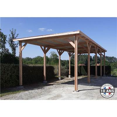 Abri Toit Plat Bois Douglas France Carport Auvent Camping-car 550x1250cm H 320cm
