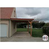 Abri Toit Plat Adossé Bois Douglas France Carport Auvent Camping-car 400x750cm H 320cm