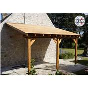 Abri 1 pente Adossé Bois Douglas France Carport Auvent voiture 350x600cm H 250cm