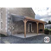 Abri 1 pente Adossé Bois Douglas France Carport Auvent voiture 500x650cm H 250cm