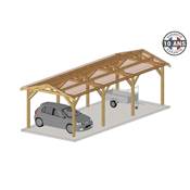 Abri 2 pentes Bois Douglas France Carport Auvent voiture 400x1050cm H 250cm