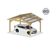 Abri 2 pentes Bois Douglas France Carport Auvent voiture 500x400cm H 250cm