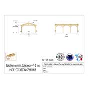Abri 2 pentes Bois Douglas France Carport Auvent voiture 550x1050cm H 250cm