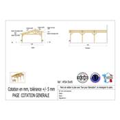 Abri 2 pentes Faitage Décalé Adossé Bois Douglas France Carport Auvent voiture 550x950cm H 250cm