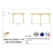 Abri Toit Plat Bois Douglas France Carport Auvent voiture 350x550cm H 250cm