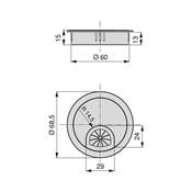 Lot 8 passe-câbles circulaires diam. 60mm encastré Zamak Chromé