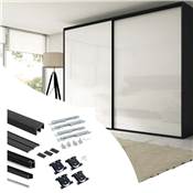 Kit quincaillerie armoire 2 portes couli. s f. souple Placard 74 poignée Sharp ép. 16mm Noir