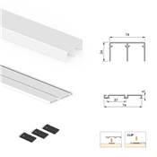 Kit ferrures 2 portes coulissantes armoire fermeture souple Placard profilé Wave ép. 16mm blanc