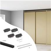 Kit ferrures Flow2 2 portes coulissantes fermeture souple rails encastrés 2,35m Noir