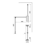 Penderie rabattable armoire Sway 600 - 830mm Acier alu. plastique titane