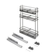 Porte-bouteilles extractible f. amortie gauche 3 plateaux mod. 200mm Acier Anthracite