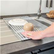 Égouttoir flexible enroulable silicone acier plastique gris