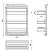 Chariot extractible Suprastar fermeture amortie mod. 400mm Acier Chromé