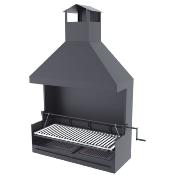 Barbecue charbon de bois 100 cm avec paravents, hotte et élévateur