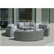 Salon de jardin Sofa NAROHA-8 Finition GRIS Tissus GRIS CLAIR de 4 à 12 places
