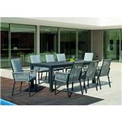 Salon de jardin à Manger table rectangulaire CAMELIA 180 ou 220 avec fauteuils
