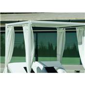 Lit de jardin Balinaise 2 places Finition blanc Tissus blanc BALINESA-210-D-CORTINAS