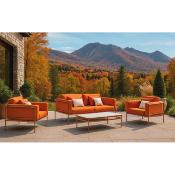 Salon jardin 4 à 5 places sofa 2 places 2 fauteuils table basse tropical terracota