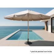 Parasol professionnel droit rond diamètre 500cm mât 80mm blanc tissus blanc