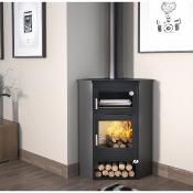 Poêle à bois double combustion bûcher et grille de cuisson 15 kW – M-102 -  FM Calefaccion