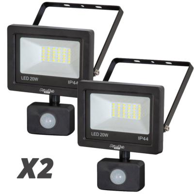 Lot de 2 Projecteurs LED 20 watt 1500 lumen IP44 mural avec détecteur