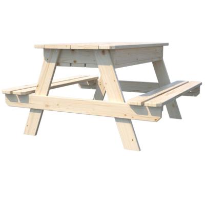 Table de pique-nique en bois avec bac à sable,  Dim.90x91x50cm, âges 3 à 12 ans