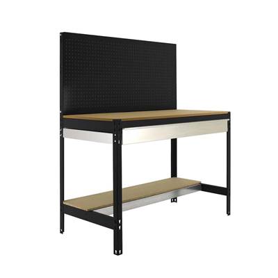 Établi métal anthracite bois capacité charge 600 kgs dim.1445x1210x610mm à visser