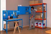 Étagère en métal bleu orange bois 8 étagères 600 kgs dim.2000x1500x600mm sans vis