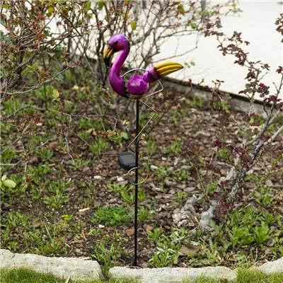 Flamant à planter solaire décoration de jardin 1 led hauteur 84cm rose
