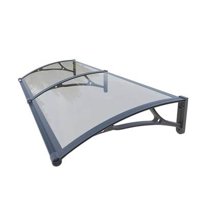 Grande marquise entrée polycarbonate 2,5mm aluminium 80x240cm 3 montants gris