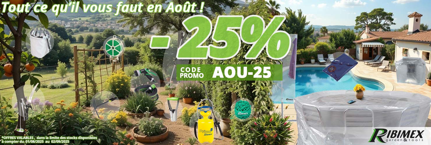25% de remise sur nos petits outils de jardinage, les échenilloirs, les cueilles fruits, les liens pour plantation et semis, les housses de protection mobilier de jardin et accessoires de jardin, les pulvérisateurs et vaporisateurs, nos tuyau d'arrosage Flatex en 15 et 30 mètres... chez Bricommerce