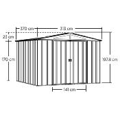 Abri métal très grand volume toit 2 pentes anthracite, 11,59 m2, hauteur porte 165,1 cm