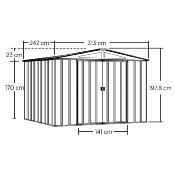 Abri métal toit 2 pentes anthracite, 7,57 m2, hauteur porte 165,1 cm